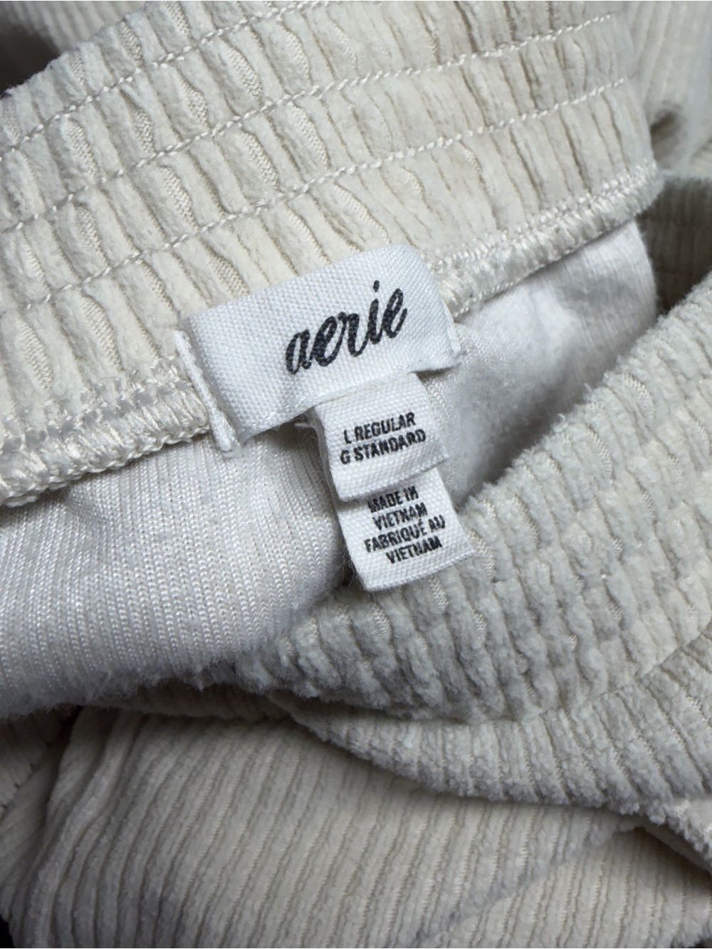 Aerie Cream Ribbed Wide Leg Lounge Pants Soft Knit Pull On - Picture 4 of 6